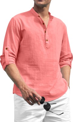 SHOPYCLICK Men Solid Straight Kurta(Pink)