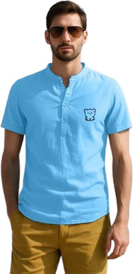 Super Weston Men Solid Straight Kurta(Light Blue)