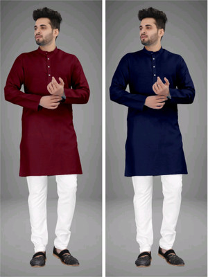 DIAMOND CLUSTER Men Solid Straight Kurta(Multicolor)