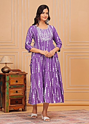 RIZA CREATION Anarkali Gown(Purple)