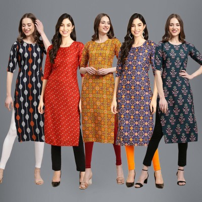 1 Stop Fashion Women Printed Straight Kurta(Multicolor)