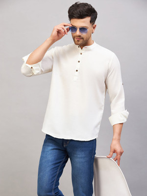 VASTRAMAY Men Solid Straight Kurta(White)