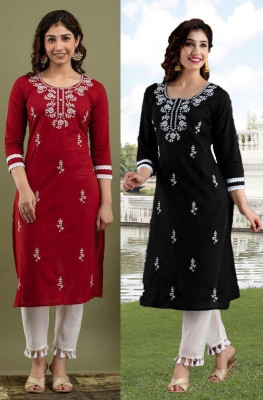 SISTO Women Chikan Embroidery A-line Kurta(Multicolor)