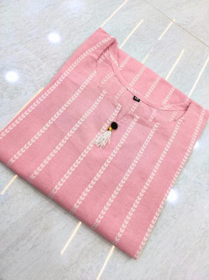 ACE COLLECTION Women Striped A-line Kurta(Pink)