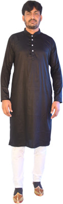 amrgarments Men Solid Straight Kurta(Black)