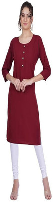 ramadi Women Solid Straight Kurta(Maroon)