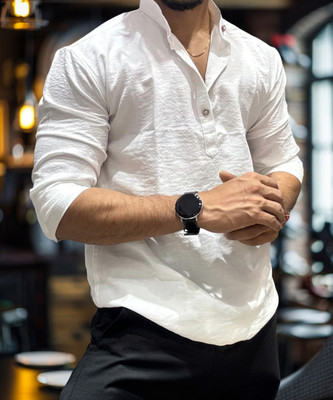 YG BHALIYA Men Self Design Straight Kurta(White)