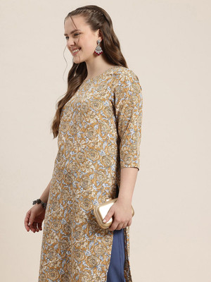 HERE&NOW Women Floral Print Straight Kurta(Multicolor)