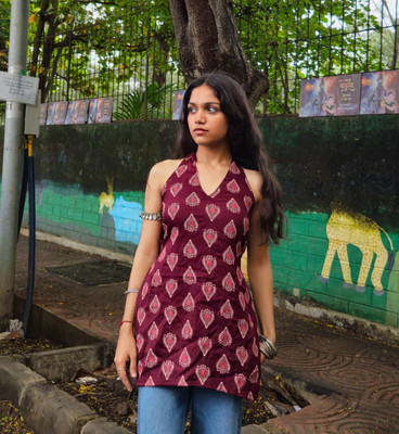 auraas fashion Women Printed Ethnic Dress Kurta(Maroon)