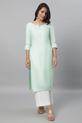 Aurelia Women Solid Straight Kurta(Green)