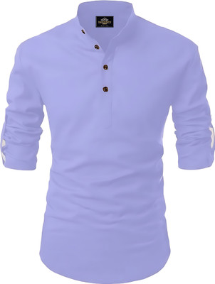 Kavyangle Creation Men Solid Straight Kurta(Blue)