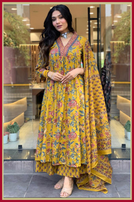 VANKAR Women Paisley A-line Kurta(Yellow)
