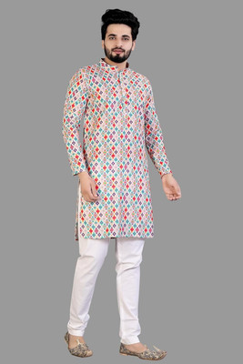 Priyashi Men Printed Straight Kurta(Multicolor)
