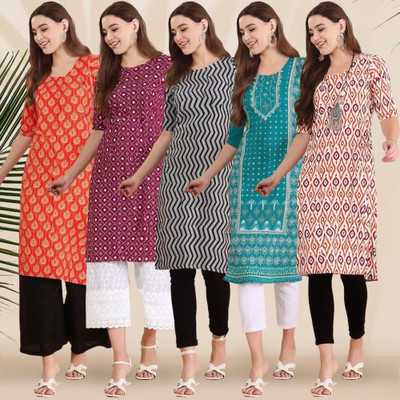 1 Stop Fashion Women Printed A-line Kurta(Multicolor)