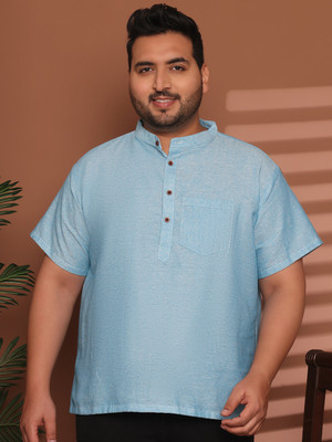 ED PLUS Men Solid Straight Kurta(Light Blue)