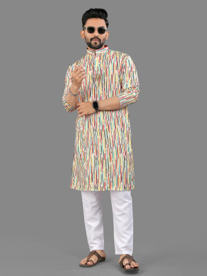 Divastri Men Printed Straight Kurta(Multicolor)