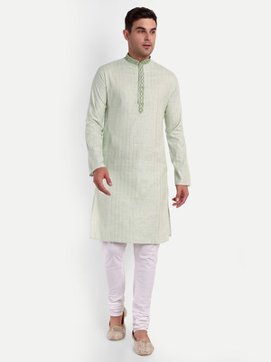 Tesmare Men Embroidered Straight Kurta(Light Green)