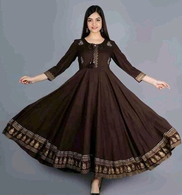 Mahalaxmi CREATION Women Washed Anarkali Kurta(Brown)