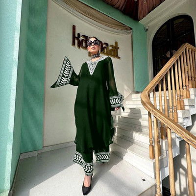 trihora Embroidered Kurta, Salwar & Dupatta Set