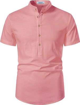 Amrit Trending Men Solid A-line Kurta(Pink)