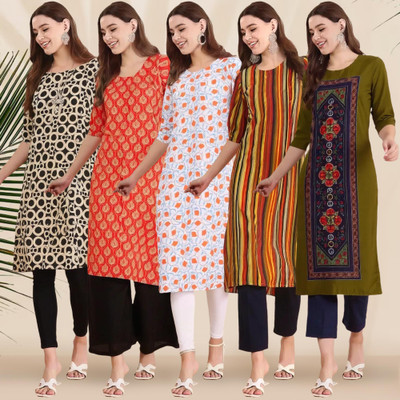 EthnicBasket Women Printed A-line Kurta(Multicolor)