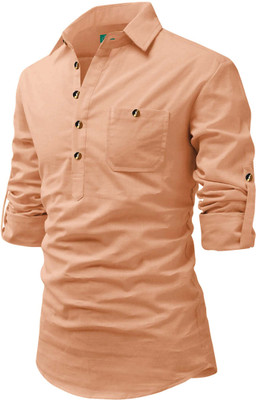 VIMASUTI Men Solid A-line Kurta(Orange)