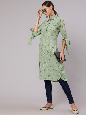 Jaipur Kurti Women Printed Straight Kurta(Green, Blue)