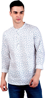 MADE IN THE SHADE Men Self Design Straight Kurta(White)