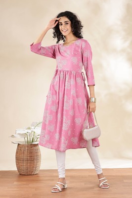 ANOUK Women Solid A-line Kurta(Pink)