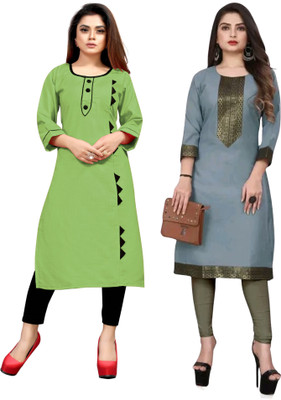 Maa Meladi Creation Women Solid Straight Kurta(Multicolor)