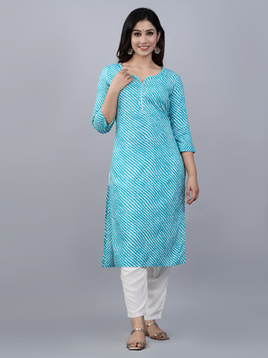 ASTIBEE Women Printed Straight Kurta(Blue)