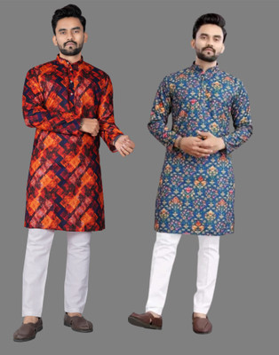 DHASU TRENDZ Men Printed Straight Kurta(Multicolor)