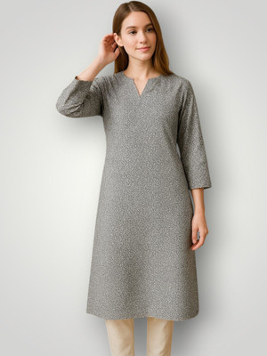HouseOfCommon Women Self Design A-line Kurta(Grey)