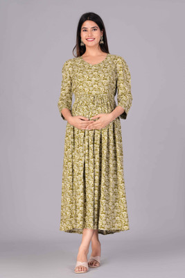Mishree collection Women Printed Gown Kurta(Light Blue)