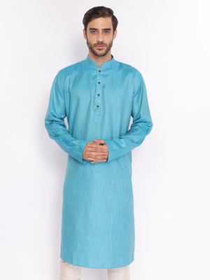 Zois Men Self Design A-line Kurta(Blue)