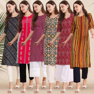 EthnicBasket Women Printed Straight Kurta(Multicolor)
