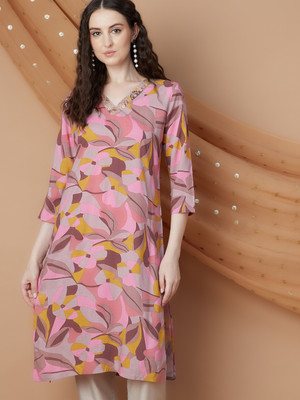 Melange by Lifestyle Women Printed Straight Kurta(Multicolor)