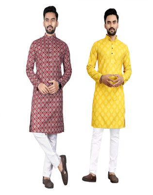 DHASU TRENDZ Men Printed Straight Kurta(Multicolor)