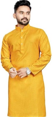 Shree Hari Enterprise Men Self Design A-line Kurta(Yellow)