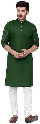 BMJDENTERPRISE Men Solid Straight Kurta(Green)