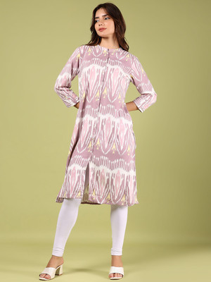 V-MART Women Printed A-line Kurta(Purple)
