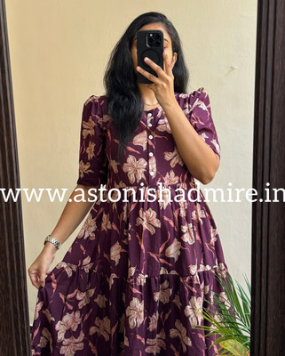 KAMAYRA Women Fit and Flare Purple Midi/Calf Length Dress
