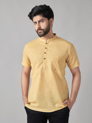 JUGG JUGG JEEYO Men Self Design Straight Kurta(Beige)