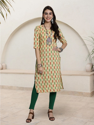 EthnicBasket Women Printed A-line Kurta(Yellow)