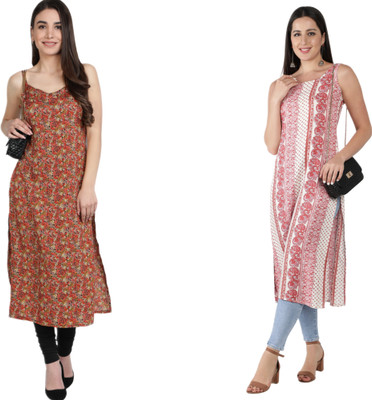 KALLAXI Women Printed Straight Kurta(Multicolor)