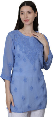 LUISSA Women Embroidered Straight Kurta(Brown)