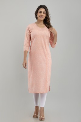 FrionKandy Women Printed A-line Kurta(Pink)