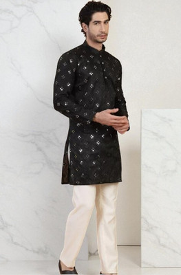 Biswas Trends Men Embellished Straight Kurta(Black)