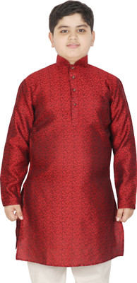 SG YUVRAJ Boys Self Design Straight Kurta(Maroon)