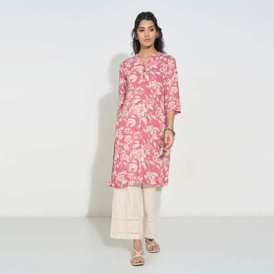 Rangmanch by Pantaloons Women Printed A-line Kurta(Pink)